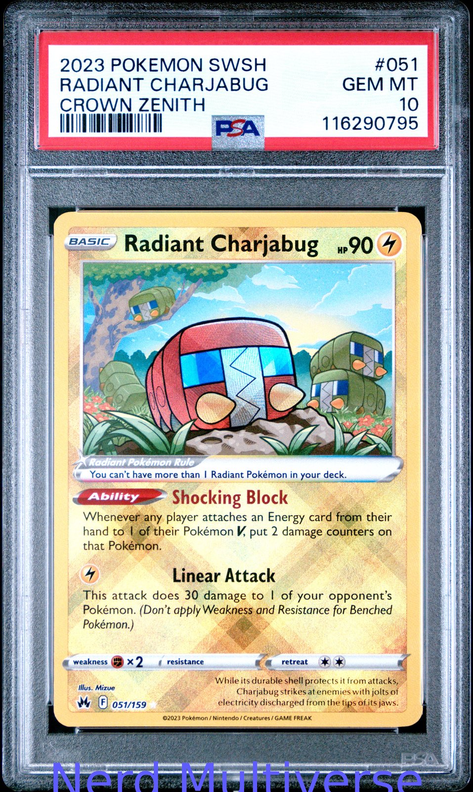 RADIANT CHARJABUG 051/159 SWORD SHIELD CROWN ZENITH POKEMON PSA 10 795