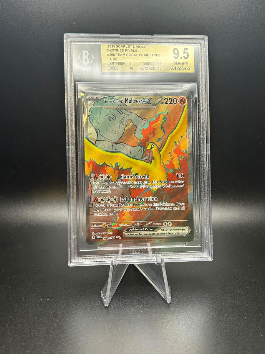 Destined Rivals Team Rocket's Moltres EX 208/182 Beckett 9.5